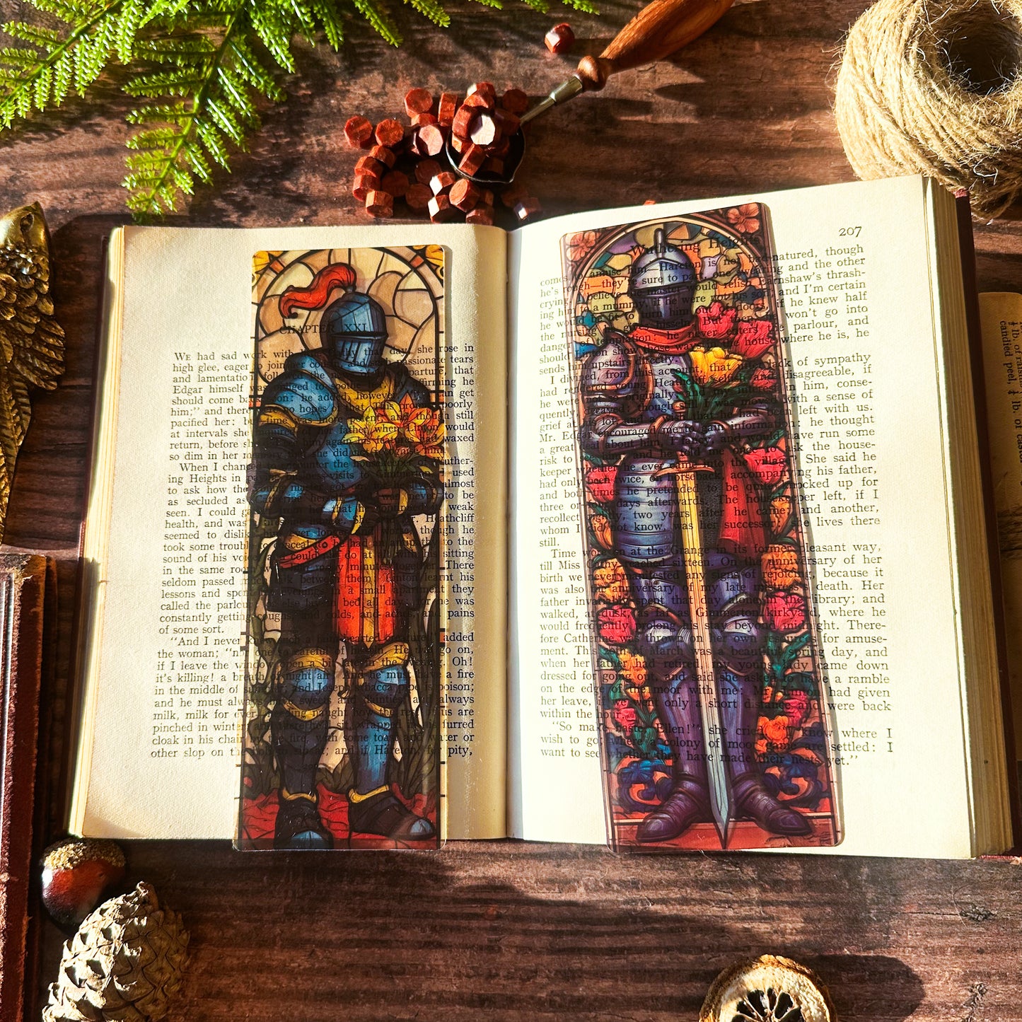 Knight of Flowers Stained Glass Bookmarks