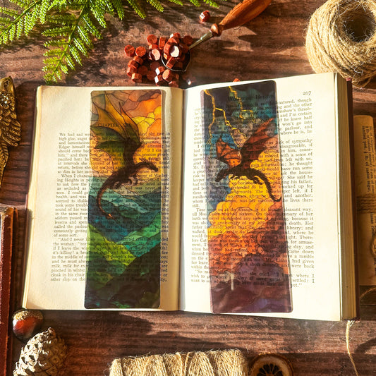 Misty Mountain Dragon Stained Glass Bookmarks