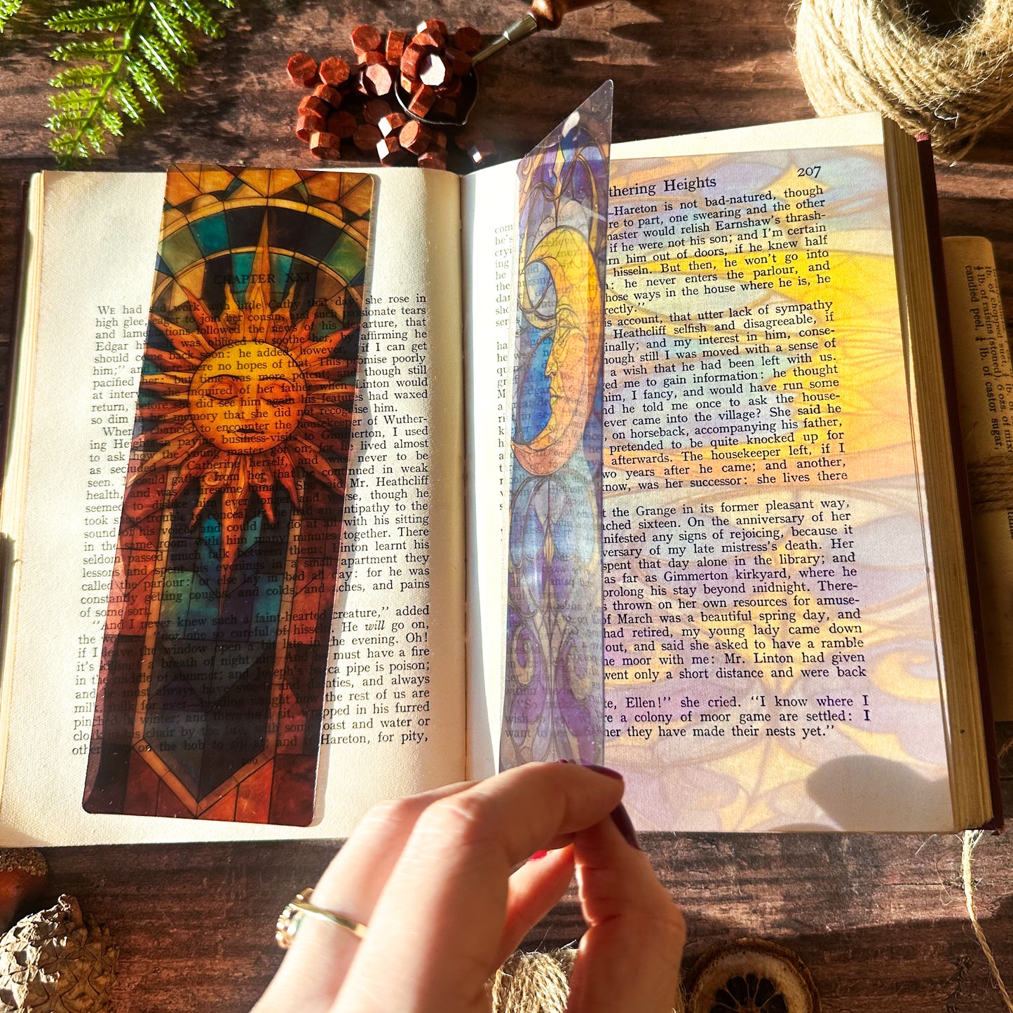 Celestial Moon Stained Glass Bookmarks